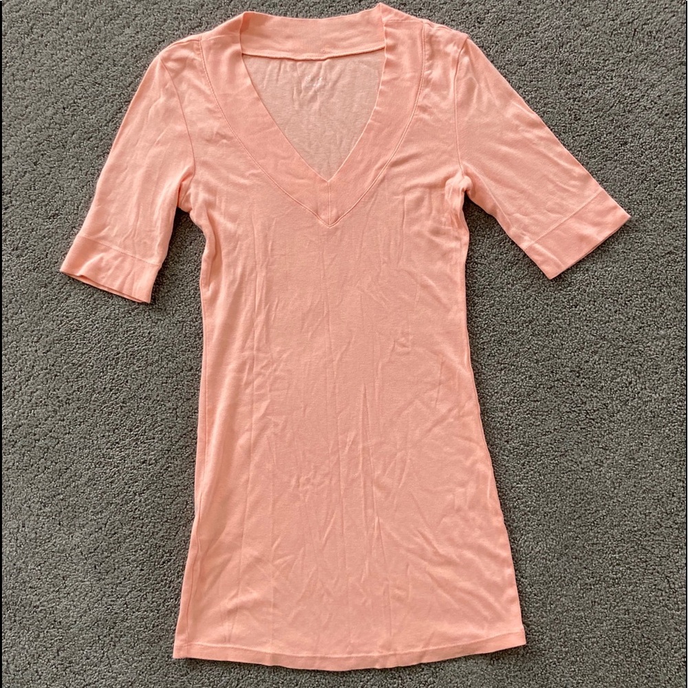 Express sexy V neck long shirt Peach color